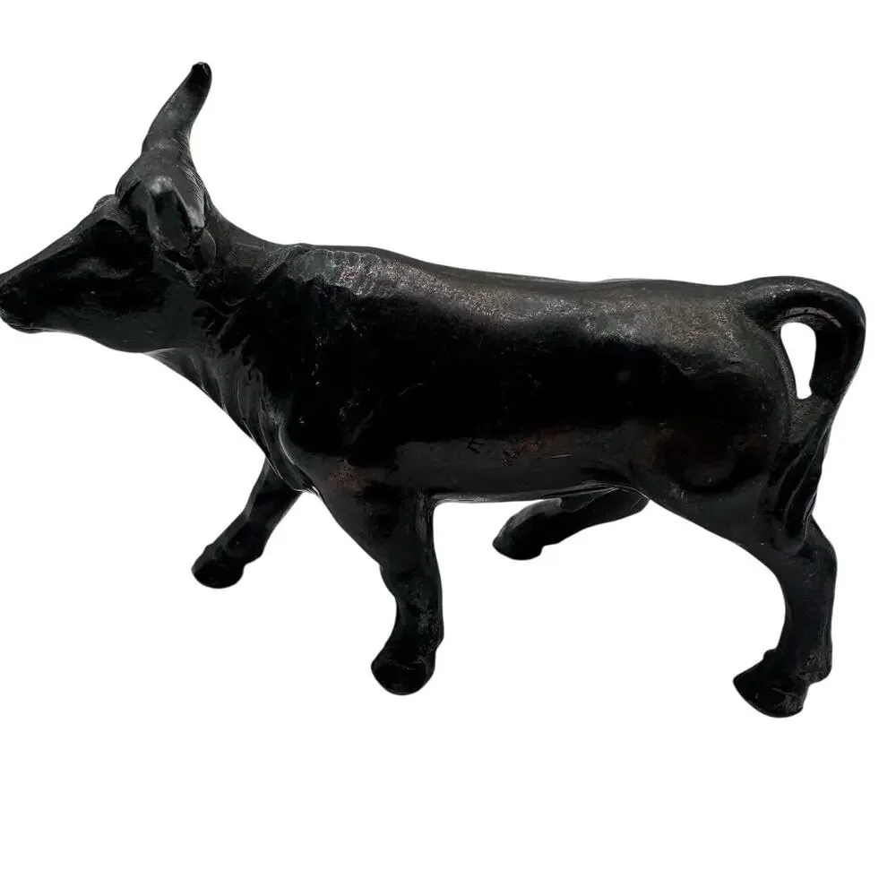 Vintage Cast Metal Figurine Lot Stagecoach Donkey Ox Fish Bookend Dog Plaque 7pc - Picture 3 of 7